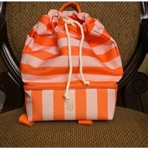 Orange and Pink Striped Backpack